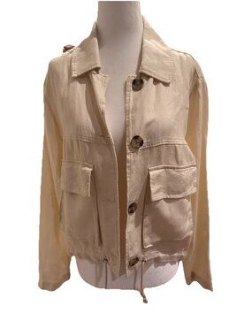 C & C California Classic Linen  Jacket Women’s S  Ecru Off White Summer Weight